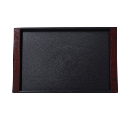 Yanco China FT-28 Black Melamine 19" x 14" Serving Tray - 1 Doz