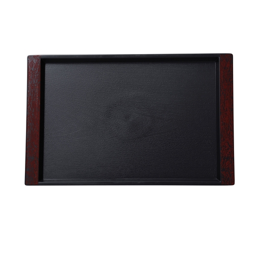 Yanco China FT-48 Black Melamine 21" x 16" Serving Tray - 1 Doz