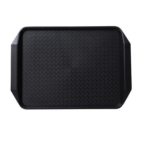 Yanco China FT-803BL Black Melamine 17" x 12" Serving Tray - 2 Doz