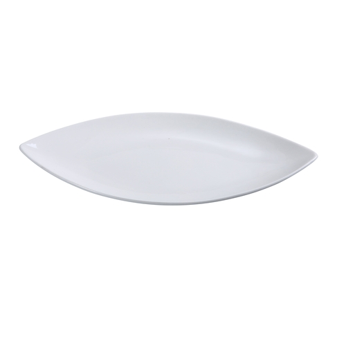 Yanco China FU-211 Fuji Bone White Porcelain 11" x 5.5" Leaf Shape Plate- 1 Doz