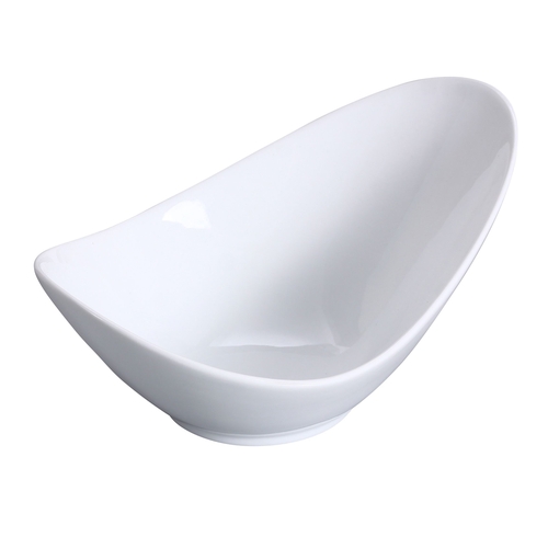 Yanco China FU-506 Fuji Bone White Porcelain 4 oz. Oval Fortune Bowl - 3 Doz