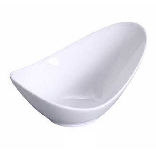 Yanco China FU-508 Fuji Bone White Porcelain 18 oz. Oval Fortune Bowl - 3 Doz