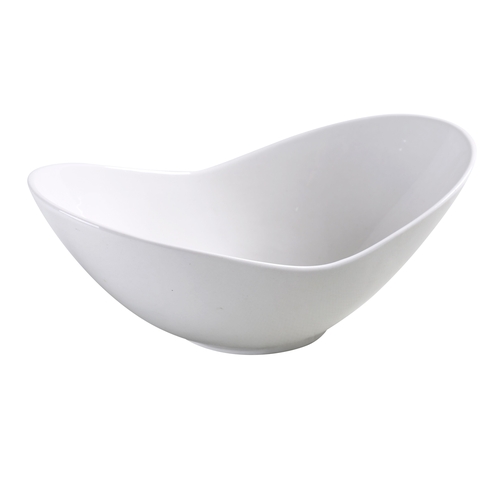 Yanco China FU-510 Fuji Bone White Porcelain 28 oz. Oval Fortune Bowl - 1 Doz