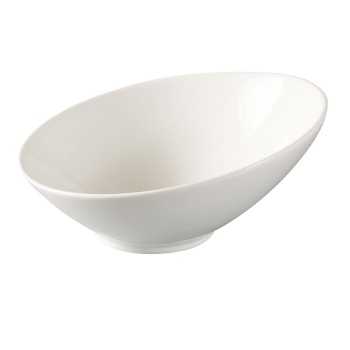 Yanco China FU-608 Fuji Bone White Porcelain 16 oz. Oblong Sheer Bowl - 3 Doz