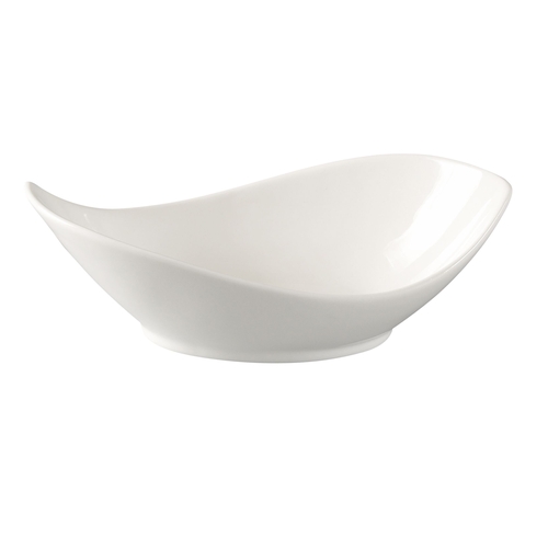 Yanco China FU-708 Fuji Bone White Porcelain 6 oz. Oval Salad Bowl - 2 Doz