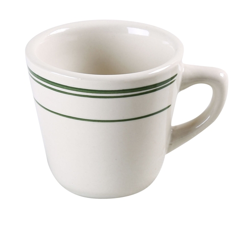 Yanco China GB-1 Green Band American White Ceramic 7 oz. Cup - 3 Doz