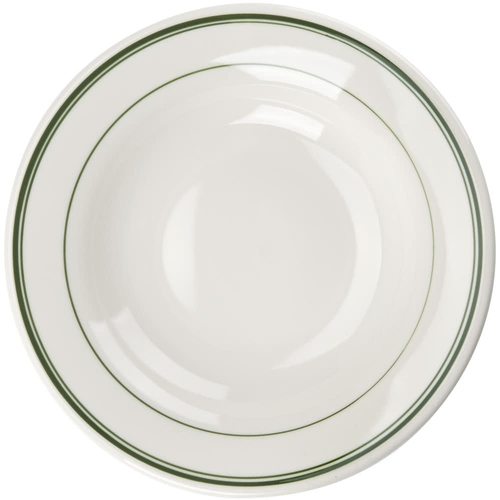 Yanco China GB-3 Green Band American White Ceramic 10 oz. Soup Bowl - 2 Doz