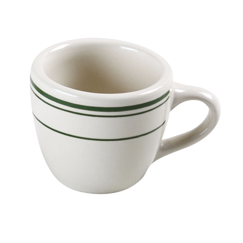 Yanco China GB-35 Green Band American White Ceramic 3.5 oz. 2.5" Cup - 3 Dozen