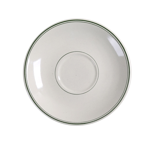 Yanco China GB-36 Green Band American White Ceramic 4.5" dia. Saucer - 3 Doz