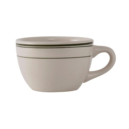 Yanco China GB-37 Green Band American White Ceramic 8 oz. 3.5" dia. Mug- 3 Doz