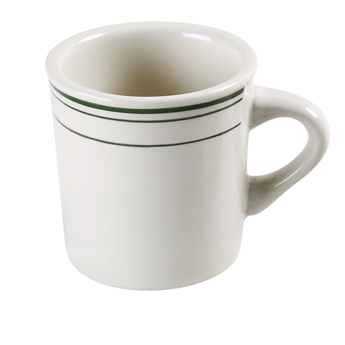 Yanco China GB-38 Green Band American White Ceramic 8 oz. 3.1" dia. Mug- 3 Doz