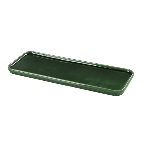 Yanco China GG-513 Green Gem Porcelain 13.5" x 4.75" Rectangular Coupe Plate 