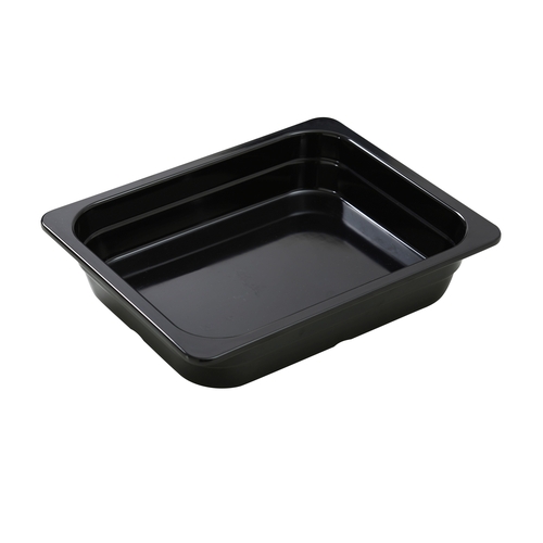 Yanco China GN-212BK GN Black Melamine 2.3L 1/2 Rectangular Food Pan - 6 Each