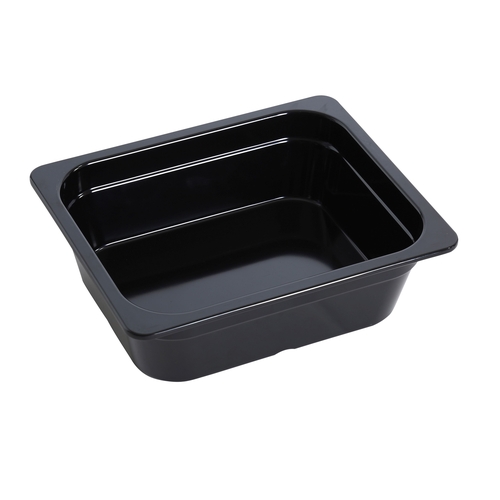 Yanco China GN-213BK GN Black Melamine 3.6L 1/2 Rectangular Food Pan - 6 Each