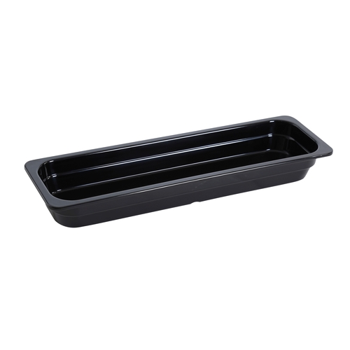 Yanco China GN-420BK GN Black Melamine 2/4 Rectangular Food Pan - 3 Each