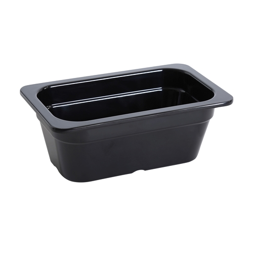 Yanco China GN-611BK GN Black Melamine 1.5L 1/4 Rectangular Food Pan - 6 Each