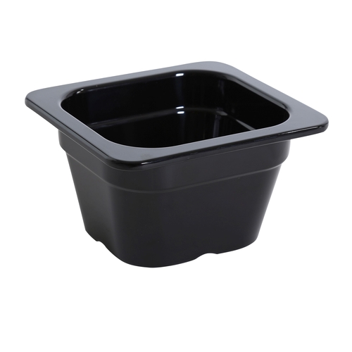 Yanco China GN-707BK GN Black Melamine 0.9L 1/6 Rectangular Food Pan - 6 Each