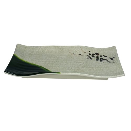 Yanco China HO-2416 Honda Melamine 16" x 10.5" Rectangular Rippled Edge Plate