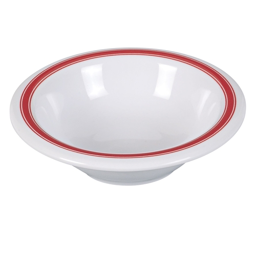 Yanco China HS-5044 Houston Red Band/White Melamine 5 oz. Salad Bowl - 4 Doz