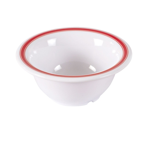 Yanco China HS-5510 Houston Red Band/White Melamine 10 oz. Soup Bowl - 4 Doz