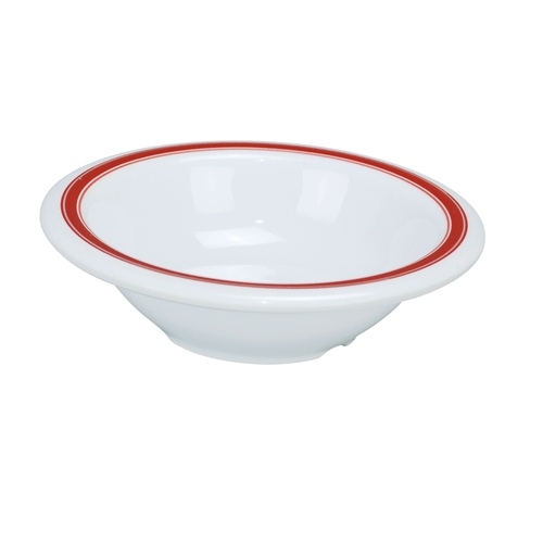 Yanco China HS-5712 Houston Red Band/White Melamine 12 oz. Soup Bowl - 4 Doz
