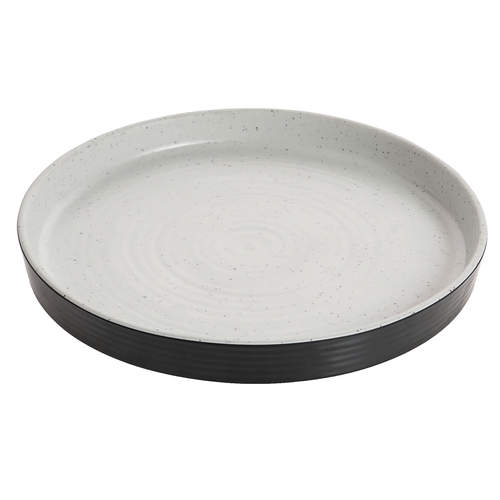 GET INF115 Infuse Natural Stone Melamine 10" dia. Edge Rim Plate- 1 Doz