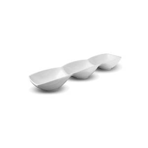 International Tableware, Inc FA3-145 Bright White 14-1/2" Porcelain 3 Compartment Bowl Platter