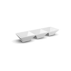 International Tableware, Inc FA3-9 Bright White 9" x 9" Porcelain 3 Compartment Bowl Platter