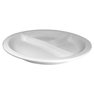 International Tableware, Inc DIV-9 Bright White 9"Diameter Porcelain 3 Compartment Dinner Plate
