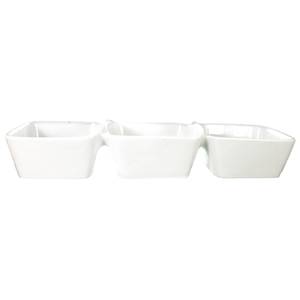 International Tableware, Inc EL-333 Elite Bright White 13x4-1/4 Porcelain 3 Bowl Dish - 1/2 Dz