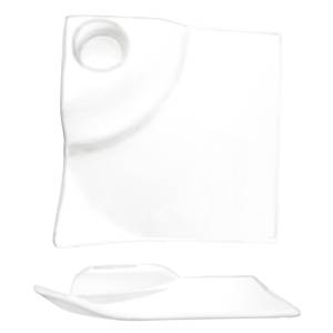 International Tableware, Inc EL-800 Elite Bright White 8"x8" Porcelain Party Plate w/Round Well