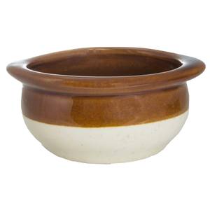 International Tableware, Inc OSC-15 American White/Caramel 12 oz Stoneware-Ceramic Soup Crock