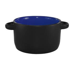 International Tableware, Inc 83567-2899/05MF-05C Hilo Black/Country Blue 12.5 oz Porcelain Soup Bowl - 1 Doz