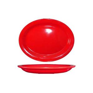 International Tableware, Inc CA-12-CR Cancun Crimson Red 10-3/8" x 7-1/4" Ceramic Oval Platter