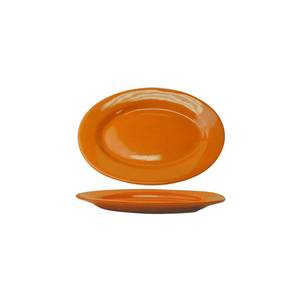 International Tableware, Inc CA-12-O Cancun Orange 10-3/8" x 7-1/4" Ceramic Platter