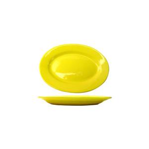 International Tableware, Inc CA-13-Y Cancun Yellow 11-1/2" x 8-1/4" Ceramic Platter