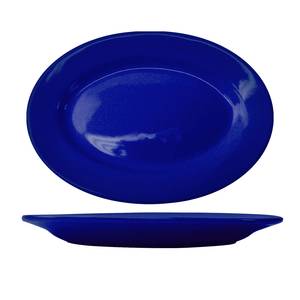 International Tableware, Inc CA-51-CB Cancun Cobalt Blue 15-1/2" x 10-1/2" Ceramic Oval Platter