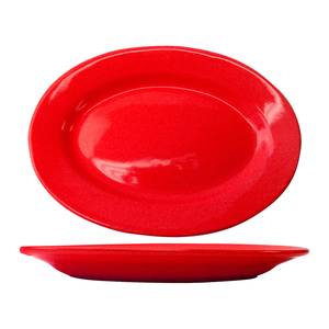 International Tableware, Inc CA-51-CR Cancun Crimson Red 15-1/2" x 10-1/2" Ceramic Oval Platter