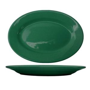 International Tableware, Inc CA-51-G Cancun Green 15-1/2" x 10-1/2" Ceramic Platter