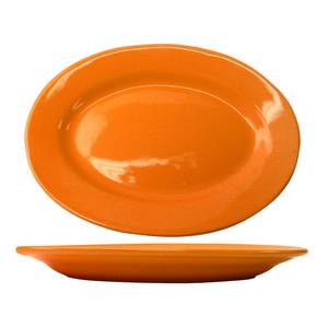International Tableware, Inc CA-51-O Cancun Orange 15-1/2" x 10-1/2" Ceramic Platter