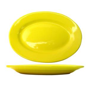 International Tableware, Inc CA-51-Y Cancun Yellow 15-1/2" x 10-1/2" Ceramic Oval Platter