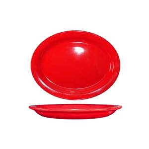 International Tableware, Inc CAN-14-CR Cancun Crimson Red 13-1/4" x 10-3/8" Ceramic Oval Platter
