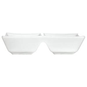 International Tableware, Inc EL-202 Elite European White 4-1/4" x 2" Porcelain 2 Comp Sauce Dish