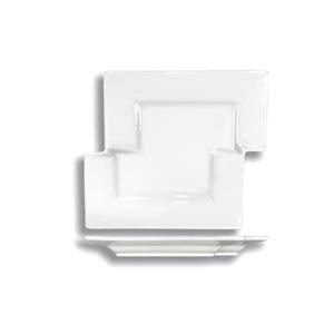 International Tableware, Inc EL-75 Elite Bright White 8-1/8" x 7-1/8" Porcelain Puzzle Plate