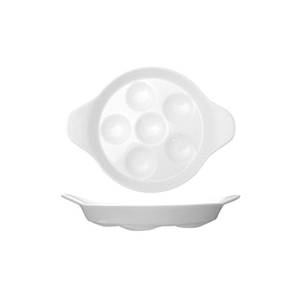 International Tableware, Inc ESC-85 Bright White 8-1/4" Diameter Porcelain 6 Hole Escargot Dish