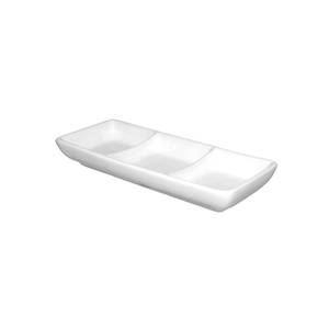 International Tableware, Inc FA3-66 Bright White 5-3/4" x 2-3/8" Porcelain 3 Compartment Plate