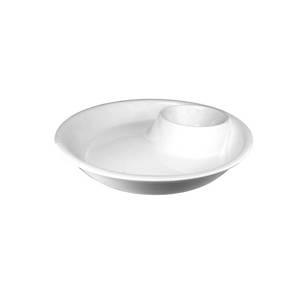 International Tableware, Inc FA-441 Bright White 42 oz Porcelain Serving Plate/Dish w/ Side Well