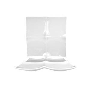 International Tableware, Inc PA-410 Paragon Bright White 10" x 10" Porcelain 4 Comp Coupe Plate