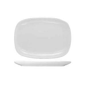 International Tableware, Inc QP-12 Quad European White 12" x 9" Porcelain Rectangular Platter