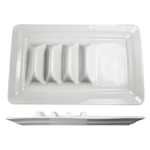 International Tableware, Inc TACO-14-W Bright White 14-1/8" x 9-1/8" Ceramic Taco Plate